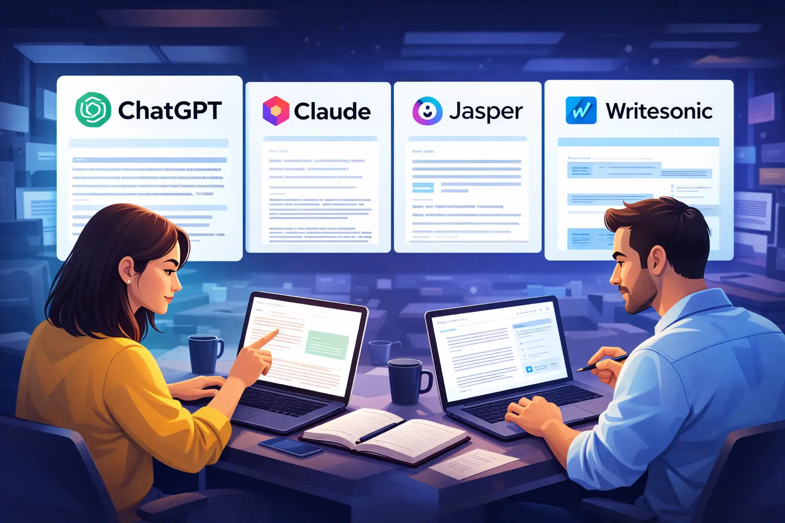 AI generated comparison image for Best AI Tools for Content Writing in 2026 (Tested & Compared)