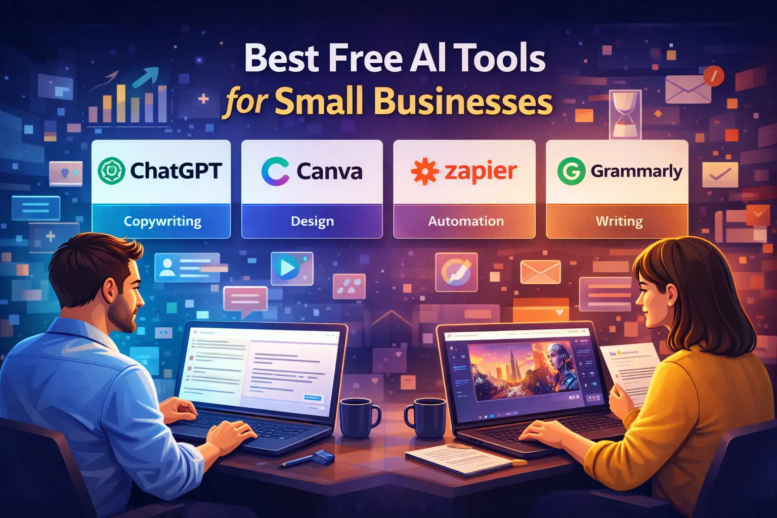 AI generated feature image for Best Free AI Tools for Small Businesses