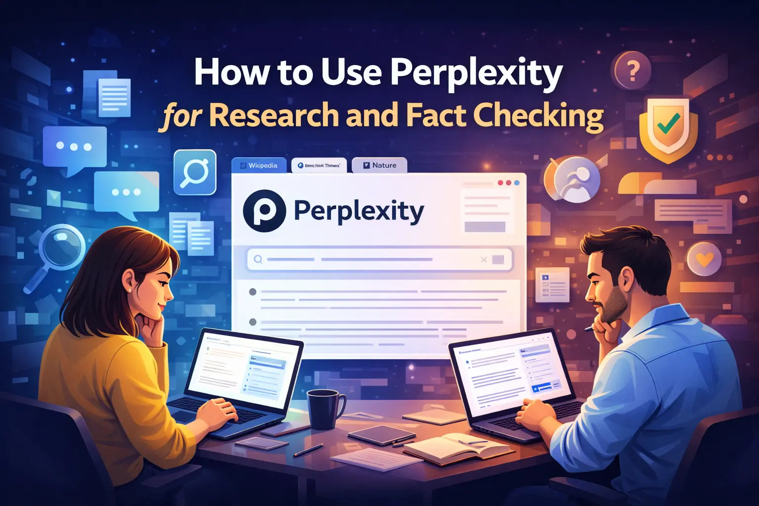 AI generated feature image for How to Use Perplexity for Research and Fact Checking